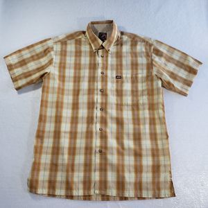 MAXINI SPORT Shirt Plaid Mens Medium Lightweight Brown Western Button Down
